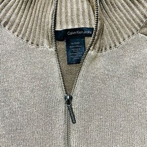Calvin Klein Jeans Men's Beige Zip-Up Sweater